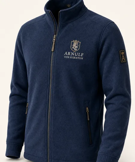 Marineblaue Fleecejacke mit gesticktem Logo
