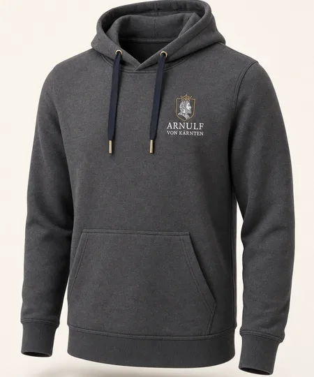 Anthrazitfarbener Hoodie mit gesticktem Logo