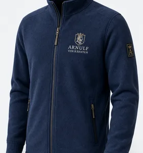 Marineblaue Fleecejacke mit gesticktem Logo
