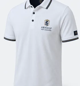 Weißes Piqué-Polo mit gesticktem Logo auf der Brust