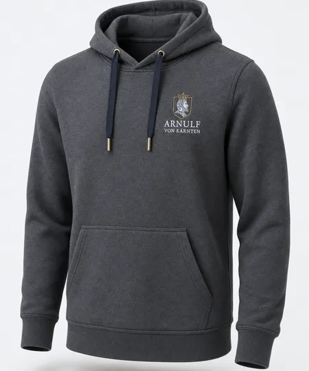 Anthrazitfarbener Hoodie mit gesticktem Logo